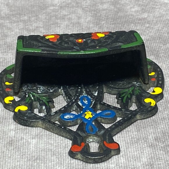 Vintage Hand-Painted Cast Iron Match Holder By Wilton Products Inc. - Picture 5 of 8